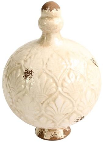 Manufaktur Lichtbogen Große Gartenkugel aus Keramik weiß mit Spitze