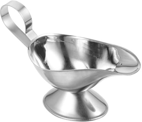 COLLBATH 3pcs Restaurant Style Stainless Steel Sauce Serving Boat Lids Sauce Pot for Home Hotel (15x6.5x6.8cm)