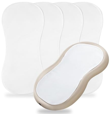 Ndahjahd Tjockare skötdyna foder 4-pack – vattentät, kompatibel med jordnötsformade skötbäddar är varma för en bebis dubbelsidig design, återanvändbara kuddar, maskintvättbar – 4-pack