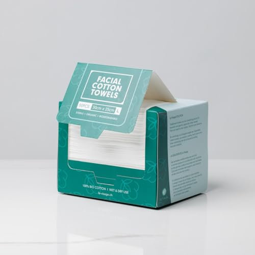 Serviettes En Coton Biologique Pour Le Visage, 50 Pièces, 30 cm x 25 cm, Stériles Et Biodégradables, Anti-Acné, Serviettes Jetables Pour Le Démaquillage, Ultra Douces