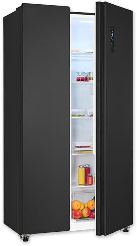 Exquisit Side-by-Side-Kühlschrank, Kühl-Gefrierkombination, NoFrost, 442 Liter, Schnellgefrieren, Alarm, 4-Sterne-Gefrieren, LED-Display, SBS46-040E inoxlook-az