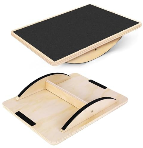 Balance Board Wooden, Balance Board Erwachsene, Sports Balancebrett, Balancing Board for Under Deskfür Physiotherapie, Balance Trainer, Übung Körper Gleichgewicht Stretching Beinmuskeln