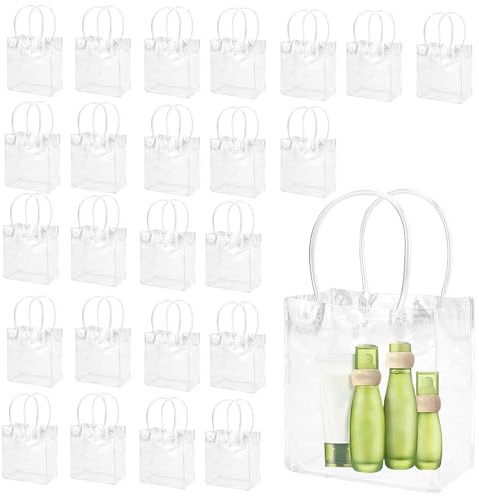 Durchsichtige Tüten, 24 Stück 13x15x7cm, Geschenkfolie Transparent, Wiederverwendbare Geschenktüten, Klare Pvc-Geschenktüten Für Hochzeit, Shopping, Party, Babyparty Gastgeschenk, Babyparty Geburtstag
