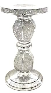 JAYOGLA Silver Crystal Mirrored Side Table, Crushed Diamond Design, 40x60cm