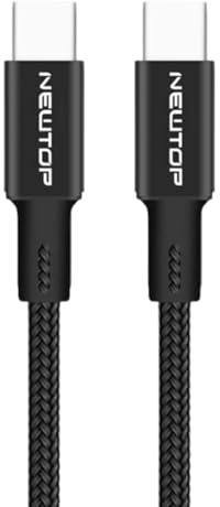 N NEWTOP Cavo CU16 Type-C Maschio Maschio 2 Metri Universale 40W Nylon USB di Tipo C Trasmissione Dati Carica per Auricolari Cuffie Smartphone Cellulare Tablet Console Fotocamera PowerBank (Nero)