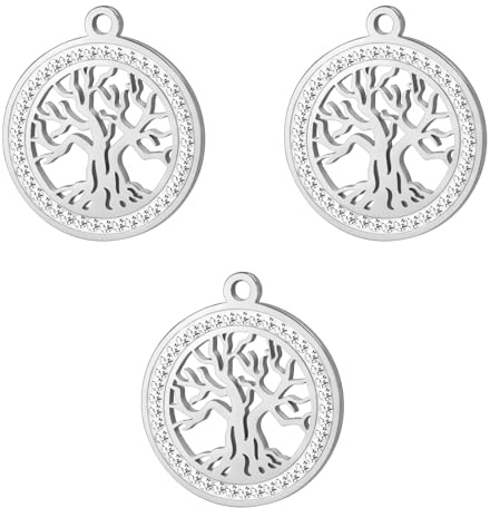 kkjoy 3Pcs Ciondoli di Albero della Vita Fai-da-te in Acciaio Inox per la Creazione di Gioielli e l'Artigianato, per Fare Orecchini Collana Bracciale (Albero della Vita 8)