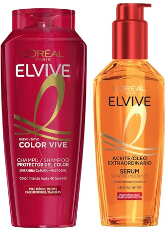 Pack L'Oréal Paris Elvive Champú Color Vive + Elvive Aceite extraordinário para Cabellos Teñidos