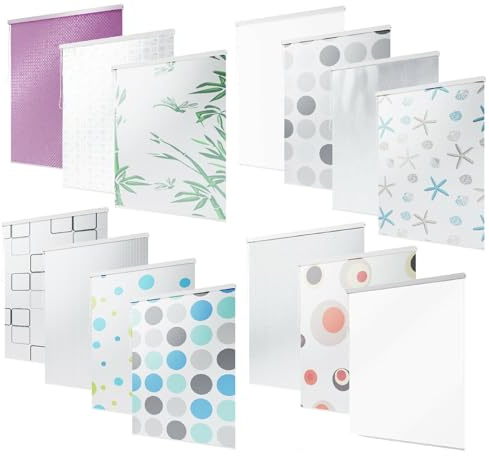 probath Estor de ducha con 14 diseños y 13 anchos a elegir, color negro, verde, blanco, transparente, azul claro (blanco, 70 x 240 cm)