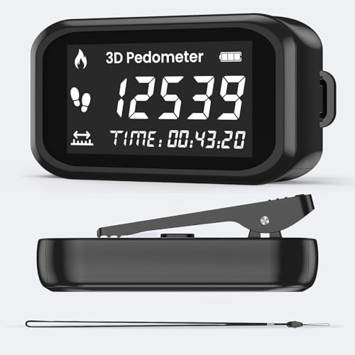 MidingChai Podómetro 3D sin Conexión, Podómetro Preciso con Clip, Podometro Cuenta Pasos y Kilometros, Calorías, Contador de Pasos con Pantalla LCD, para Caminar, Correr, Trotar, Senderismo