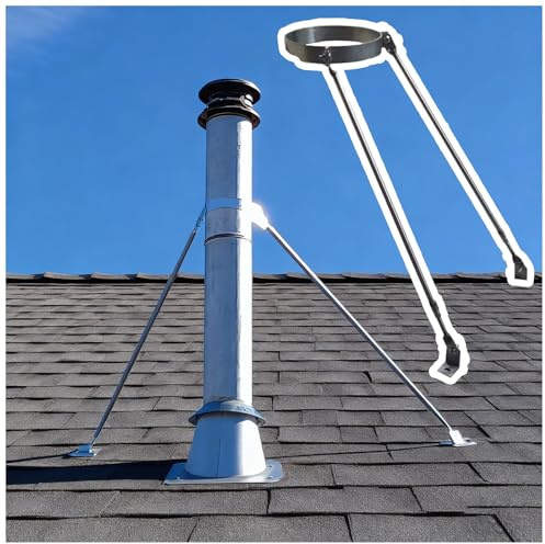 Flue Support Chimney Pipe Bracket, Wood Stove Pipe Universal Extended Wall Supports, Weatherproof Solid Steel Roof Brace Kit(180mm(18cm) Dia)