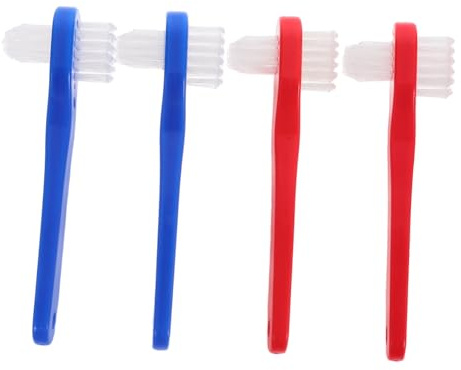 Hoement 4 pezzi Spazzolino Protesi Dentale Set con Testa Piccola e Setole Morbide per Pulizia Delicata Dentiere Adulti Spazzolino Da Viaggio Portatile per Orale