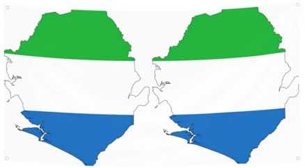 Bandera de Sierra Leona con impresión de mapa de Halloween, decoración de patio al aire libre para valla, porche, jardín, decoración colgante de vacaciones