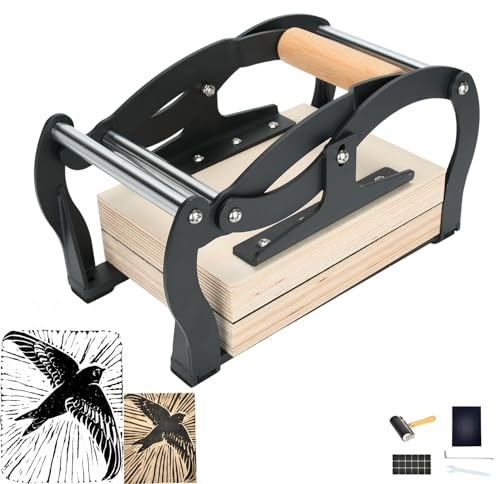TOPOWN Mini Linocut Press, Printing Hand Lever Press Machine for Linocut | A5, Black, Adjustable Print Thickness, For Beginners & Artists, Heavy-Duty & Durable, Fits Lino/Wood/Rubber Relief Printing