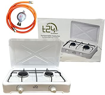 Gasherd Gaskocher Campingherd 2flammig Tischkocher mit Deckel RS-3006