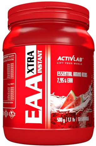 Activlab EAA XTRA Instant 500 g - Vegane EAA Pulver - Alle 8 essentiellen Aminosäuren mit B-Vitaminen - 50 Portionen - für Muskelaufbau Regeneration Energie - Wassermelone