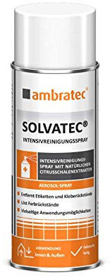 Ambratec Solvatec Intensivreinigungsspray entfernt Klebstoff-Reste Sprüh-Farbe Kaltkleber Kugelschreiber Bleistift Graffitientferner