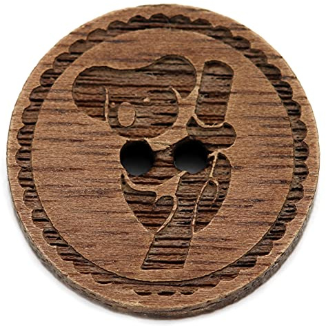 NaturSchatulle Holzknöpfe Gravur Motiv Koala 12-30mm I 25 Stück Nussbaum 2 Loch Knöpfe Holz DIY Basteln Nähen Schmuckherstellung Annähen Rund 30mm