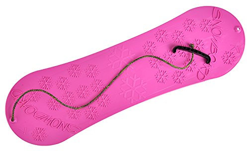 Luge de snowboard pour enfants de 72 cm en plastique avec poignée en corde Rose