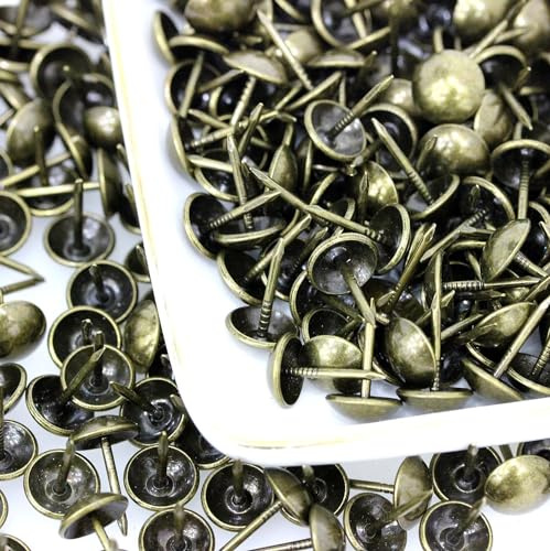 500 Stück Polsternägel, BetterJonny Vintage Möbel Nägel Bronze Thumb Tacks Polster Reißzwecken Reißnägel Antike Ziernägel Möbel Dekorative Nägel für Sessel Möbel Bett, 11x17mm