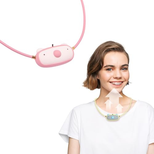 Wearable Ionic Air Purifier Necklace| Kids ages 3-10| Wildfire smoke| 99% removal rate verified by 3-party labs| USB rechargeable- 28hrs| Airvida C1｜Samll, portable| Neck size 15.75 in.-Piggy Pink