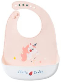 FEIFEI'S BOW Baberos de silicona para bebés, aptos para lavavajillas, cómodos, de plástico, impermeable, para niños, Unicornio, Talla única