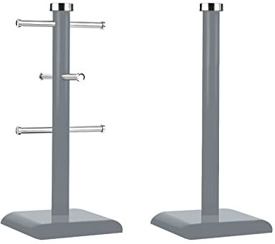 Royal Cuisine Kitchen Roll Holder & Mug Tree Set Paper Towel Holder Mug Stand for Kitchen Countertop Cup Holder Durable Mug Holder kitchenware Storage Accessories (Grey)