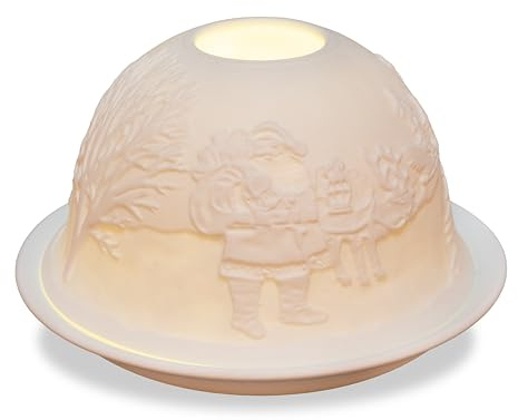Windlicht Porzellan Teelichthalter Verschiedene Motive (Santa)