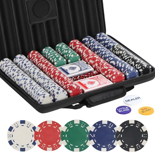 LUOBAO Pokerchips set, 500 st pokerchips för Texas Holdem, Blackjack, med höghållfast Oxford-tyghandväska