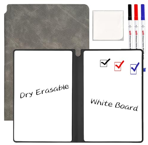 Marte Vanci A5 Whiteboard Klein, Mini Whiteboard Notizbuch, Tragbar Abwischbares White Board mit Stift und Wischtuch, A5 Notizblock Wiederverwendbar für Büro Schule Zuhause Notizen, Listen, Memos