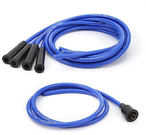 Cavo di Accensione, Cavo per Candela 8 Mm, Lunghezza 1 M, Set di Cavi per Candele di Accensione Stabile Ad Alta Efficienza per Auto D'epoca a 4 Cilindri (Blu)