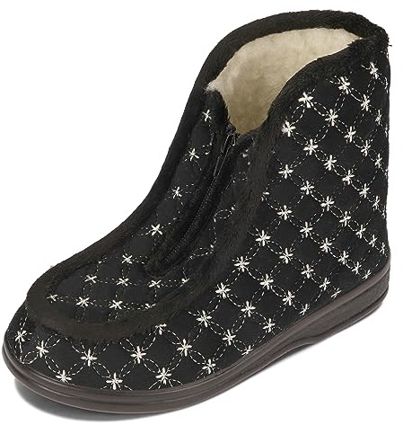 BAWAL Damer Varm Gewatteerde Tofflor Foder i Ull Mycket Varma Husskor 36-41 EU (Svart, eu_footwear_size_system, adult, numeric, medium, numeric_41)