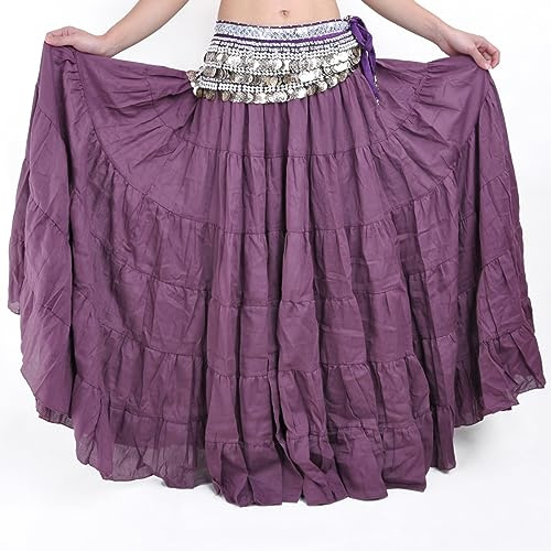 Frauen Tribal Bauchtanz Böhmische Zigeuner Flowy Maxi Röcke Leinen Garn Hohe Taille Lange Rock Trendy Urlaub Boho Lange Röcke,Lila