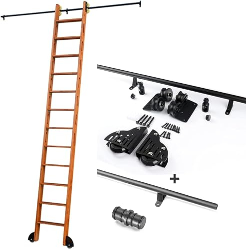 CATANK 3,3 Fuß bis 20 Fuß verschiebbare Bibliotheksleiter-Hardware, Heimbüro-Bibliotheksrollen-Rollschienen-Kit, Schiebe-Scheunentor-Leiter-Hardware-Kit, Leiterschiene (Keine Leiter) (Grö