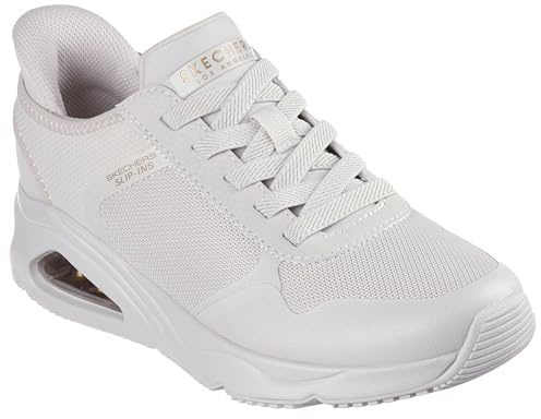 Skechers Women's Tres-Air Uno Easy Steppers Slip-On Sneakers, Off White Mesh/Hot Melt, 4 UK