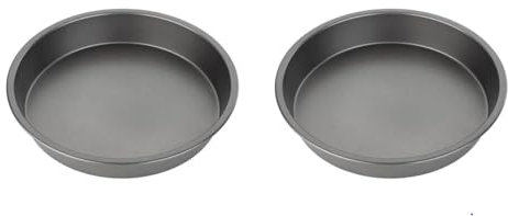 Chef Aid Non-Stick Round Cake Tins, Set of 2 Fixed Base Baking Pans, Durable Carbon Steel, Easy Clean, Ideal for Sponge Cakes, Cheesecakes and Desserts, Grey