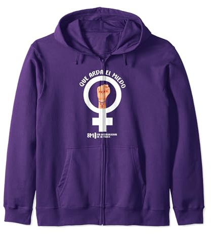 Que Arda el Miedo 8M Marzo Feminismo Día de la Mujer Lila Sudadera con Capucha