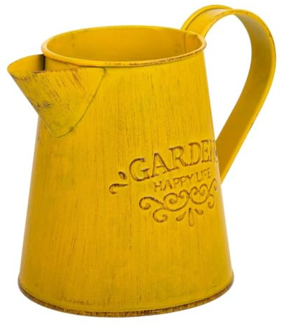 WANDERLUST DECO Cruche en métal jaune 14xd10x11.5/12.5h td:7.5