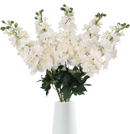 Tozeurty 5PCS Champagne Fake Snapdragons Silk Flowers 30.7 Artificial Snapdragon Flowers Long Stem Artificial Flowers Larkspur for Wedding Centerpieces Bridal Shower Party Home Decor (Champagne)