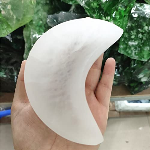 AUOQKQUT Hogar Tallado a Mano Yeso Natural Forma de Luna Cuenco Capacidad Cuencos de selenita Cristales Piedra Artesanía Decoración del hogar decoración hogareña