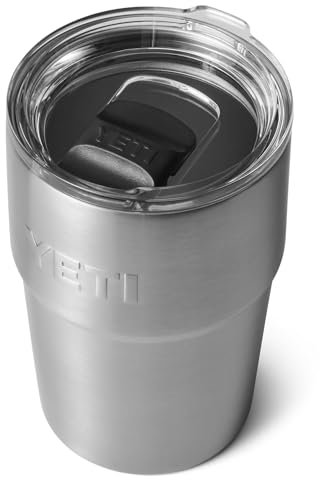YETI Rambler Cup, Vacuum Insulated Stainless Steel Stackable Cup with Magslider Lid, Stainless Steel, 16 oz (473 ml)
