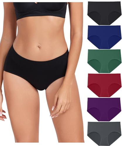 wirarpa Underkläder för kvinnor, bomull, hipster, trosor, damtrosor, 6-pack (vanlig & plusstorlek), M
