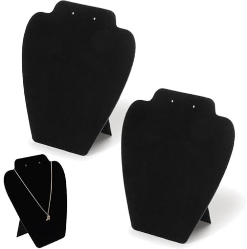 JNGTKL Necklace Display Stand, 2 Pcs Jewellery Display Stand, Foldable Black Velvet Necklace Display, Display Easel For Women's Necklace Jewelry, Used For Home, Exhibition, Jewelry Shop