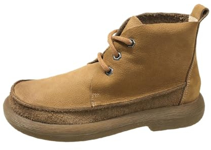 Bottes d'hiver doublées pour femme - Chaussures d'hiver vintage - Mocassins à lacets - Bottes en cuir, kaki, 37.5 EU