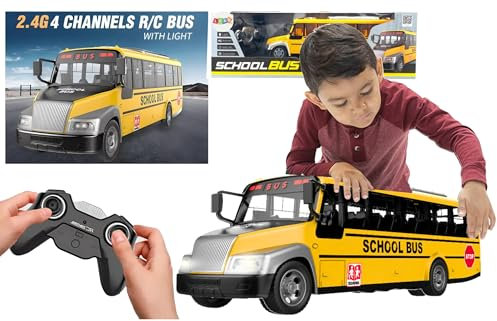 Lean Toys Ferngesteuerter Schulbus für Kinder Großer LKW 30 cm Bus mit Fernbedienung und Lichtern