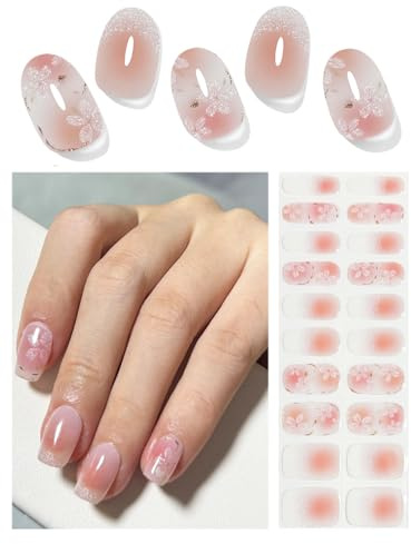 Wahrshei UV Gel Strips | 20 Stück Sakura Nagelfolie Selbstklebend | Nail Stickers, Wraps für Nagel