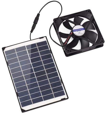 6W 12V Mini Solar Abluftventilator, Ventilator für Haustierhäuser für Hühnerställe, Gewächshäuser und Schuppen, Solarbetrieben mit Langem Kabel