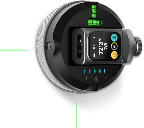 Hozo M-Cube02 Niveau laser avec mesure verte de 50 m, rotation à 360° pour mesure P2P et détecteur de centre, support mural pour accrochage d'images, rénovation, bricolage, application Bluetooth