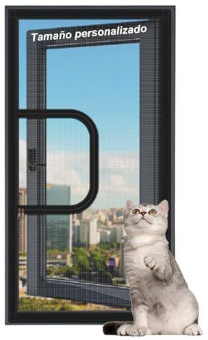 Yuly Moustiquaire sur Mesure pour Fenêtre,Filet de Protection pour Chat avec Fermeture éclair,Filets de Sécurité pour Chats,Moustiquaire Anti-Moustiques,Air Frais,Auto-Adhésif