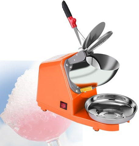 Broyeur à Glace éLectrique, Broyeur à Glace En Acier Inoxydable, Machine à Raser La Glace Domestique Et Commerciale, Broyeur à Glace à Double Lame, Pour CrèMe GlacéE, Smoothies,Orange