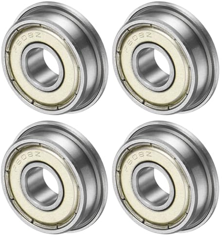 M METERXITY 4-Pack Flanged Ball Bearing F608ZZ 8x22x7mm | Double Metal Shielded, Chrome Steel GCr15, for Wheelbarrow, Printer, Fax Machines, Power Tools